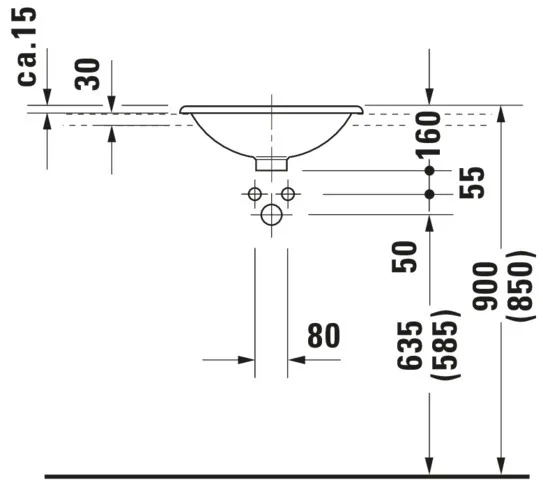 Einbauwaschtisch Architec 450 mm EB v.ob.,o.ÜL,o.HLB,u.glasiert,weiß Einbauwaschtisch Architec 450 mm EB v.ob.,o.ÜL,o.HLB,u.glasiert,weiß