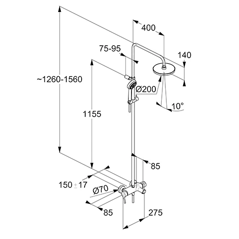 LOGO EHM Dual Shower System mit Wanneneinlauf chrom