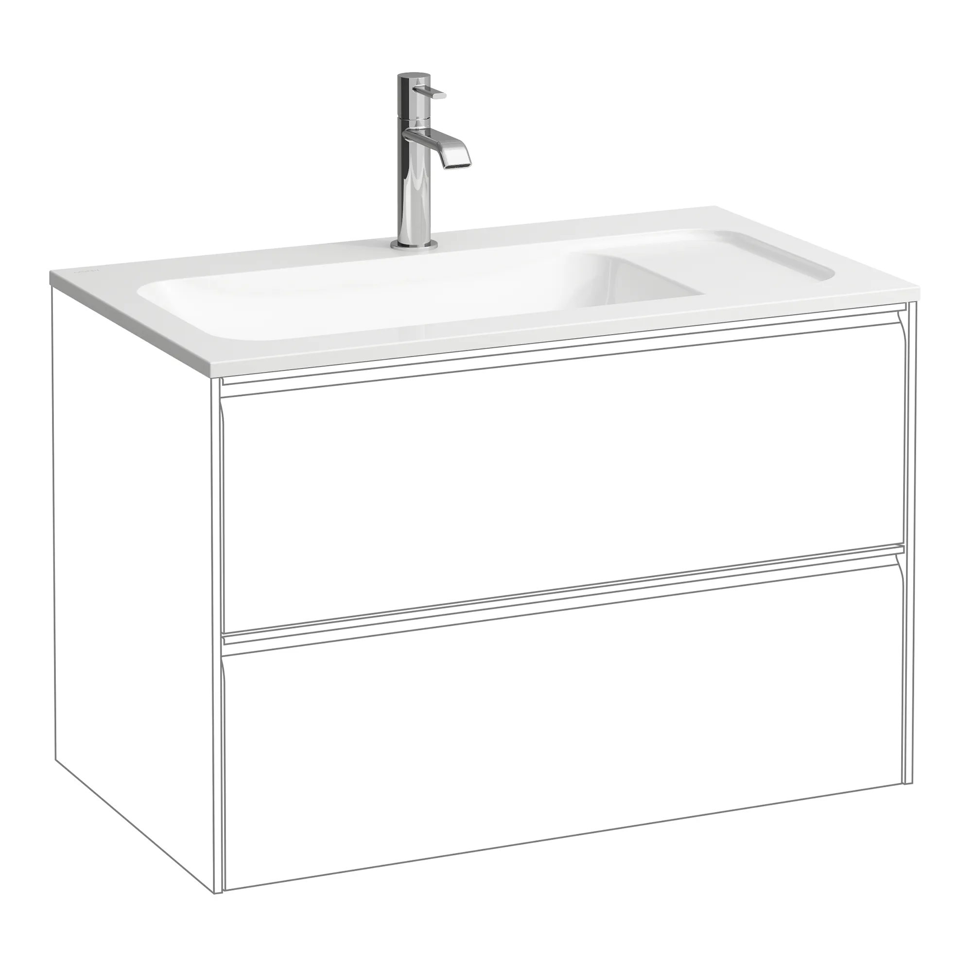 Laufen Möbelwaschtisch Slim MEDA 445x775x130 Marbond Ablage re 1 Hl o.Ül. weiß matt Laufen Möbelwaschtisch Slim MEDA 445x775x130 Marbond Ablage re 1 Hl o.Ül. weiß matt