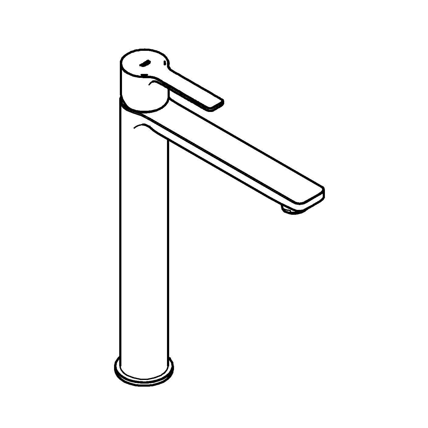 Einhand-Waschtischbatterie Lineare 23405_1, XL-Size, Einlochmontage, für freistehende Waschschüsseln, glatter Körper, Auslaufhöhe 254 mm, chrom