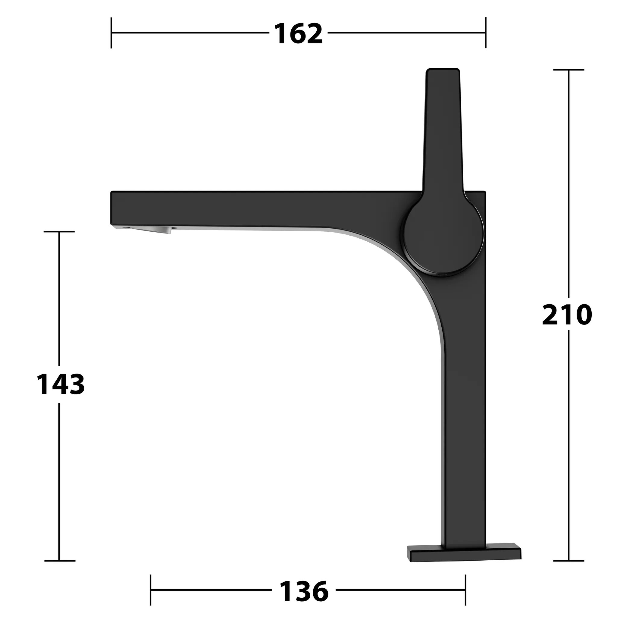 EHM-WT-Mischer 150 E11 51102, ohne Ablaufgrt., schwarz-matt
