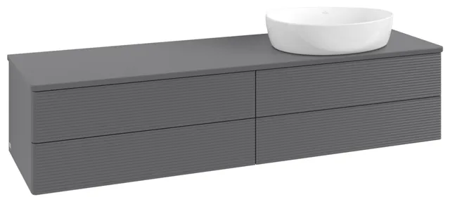 Villeroy & Boch Waschtischunterschrank „Antao“ 1600 × 360 × 500 mm Anthracite Matt Lacquer, für Becken rechts, ohne Beleuchtung Villeroy & Boch Waschtischunterschrank „Antao“ 1600 × 360 × 500 mm Anthracite Matt Lacquer, für Becken rechts, ohne Beleuchtung