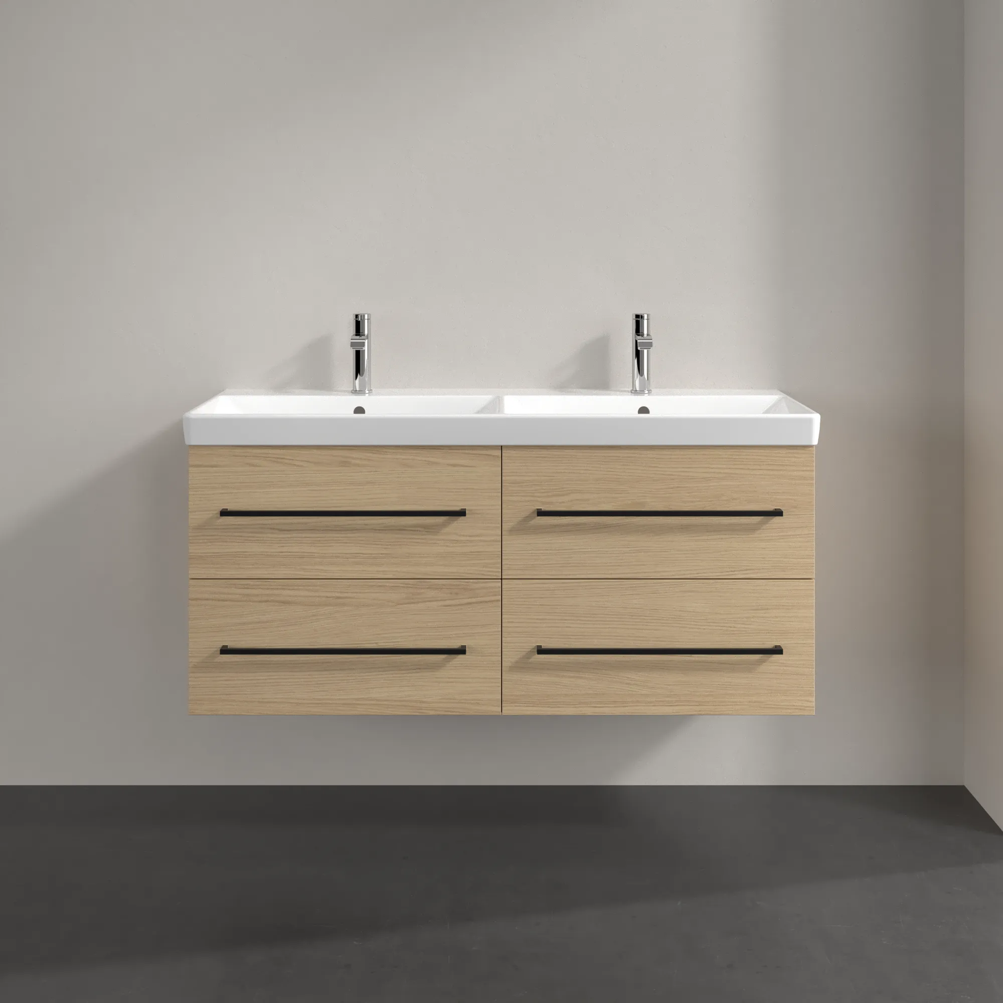 Villeroy & Boch Waschtischunterschrank „Avento“ für Schrank-Doppelwaschtisch 1180 × 514 × 452 mm Nordic Oak, Soft Closing