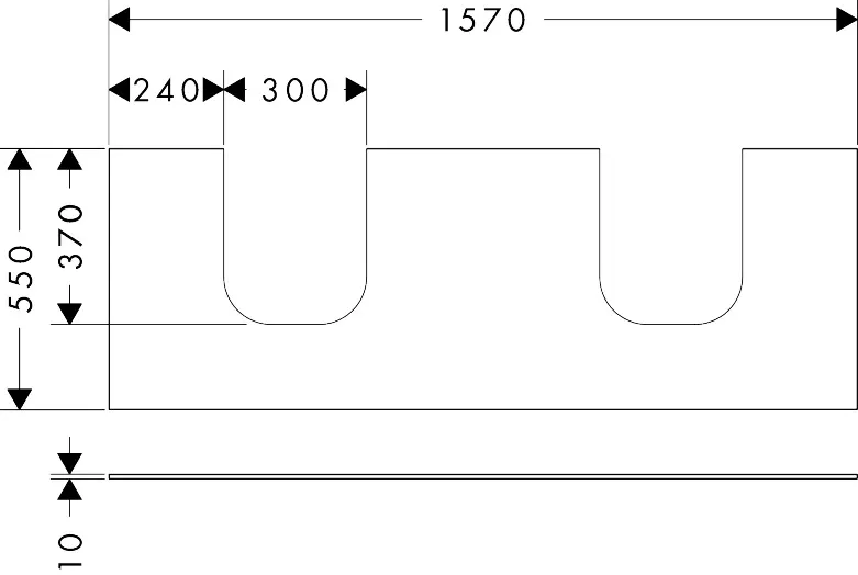 Hansgrohe Xevolos E Konsole 1570⁄550, 2 Beckenausschnitte, Mattweiß Hansgrohe Xevolos E Konsole 1570⁄550, 2 Beckenausschnitte, Mattweiß