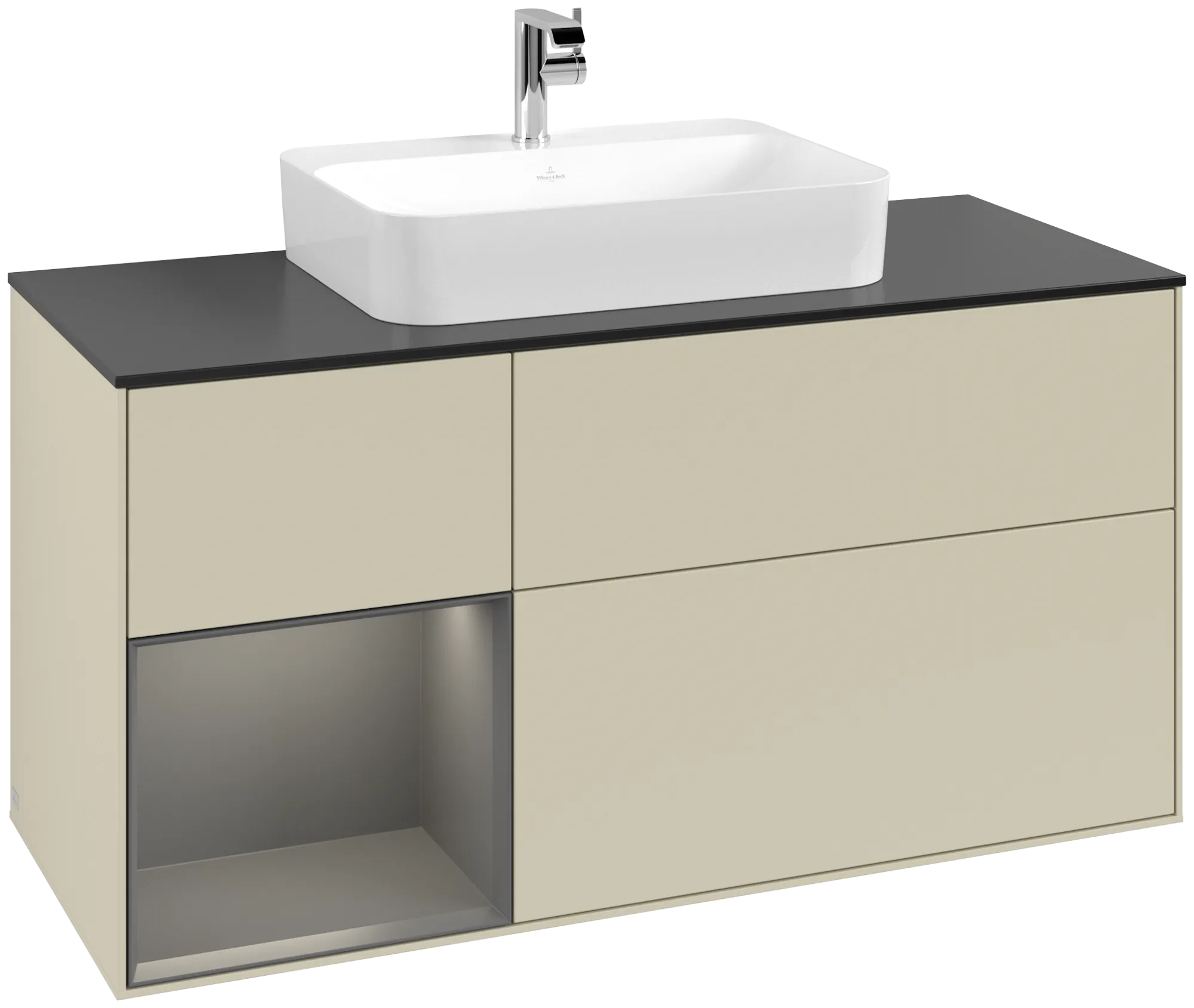 Villeroy & Boch Waschtischunterschrank „Finion“ für Schrankwaschtisch 1200 × 603 × 501 mm Silk Grey Matt Lacquer, für Becken mittig