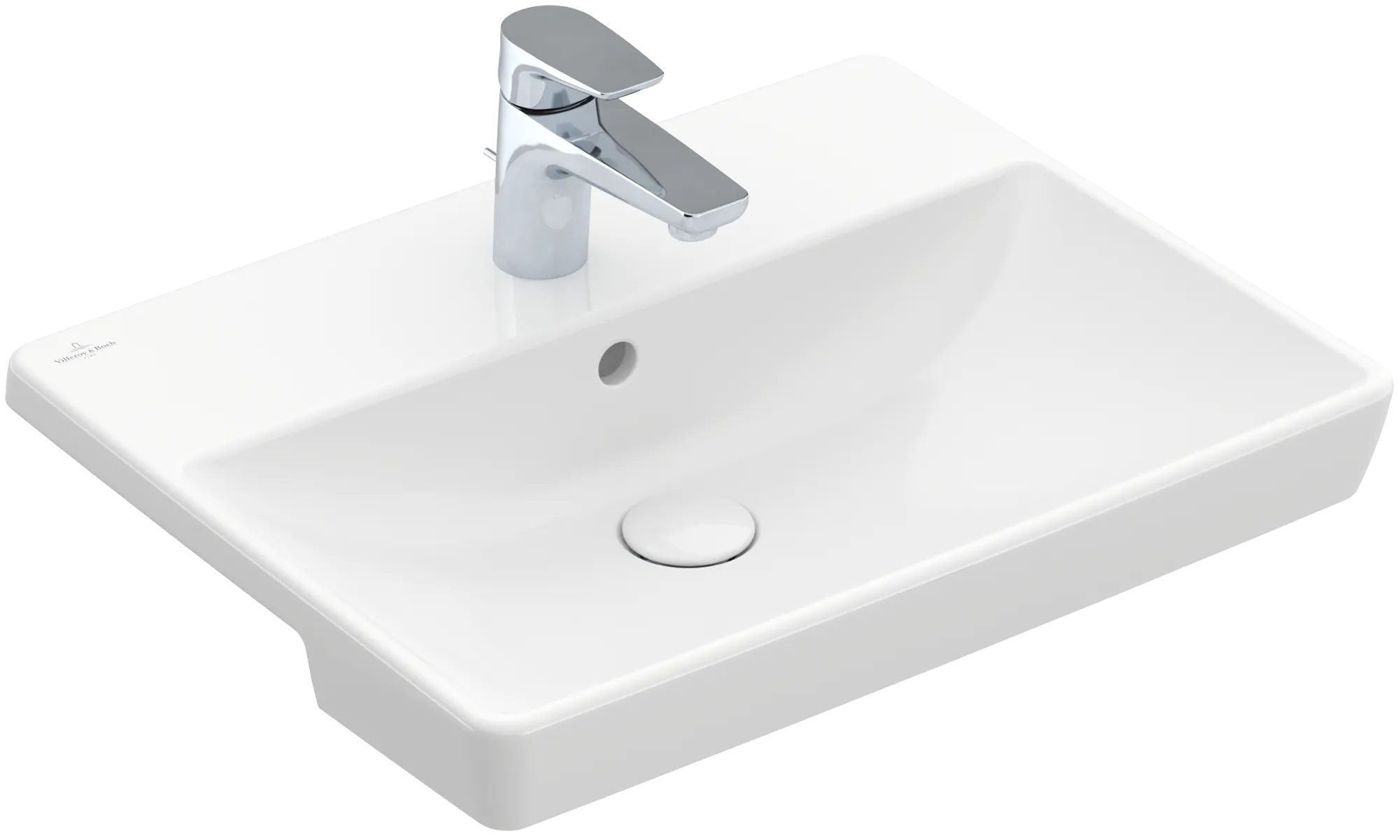 Villeroy & Boch Vorbauwaschbecken „Avento“ 550 × 440 × 145 mm, mit Hahnlochbohrung, Hahnlochposition mittig in Weiß Alpin Villeroy & Boch Vorbauwaschbecken „Avento“ 550 × 440 × 145 mm, mit Hahnlochbohrung, Hahnlochposition mittig in Weiß Alpin