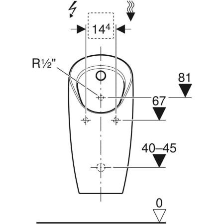 Urinal „Preda“, Zulauf von oben, ohne Zielobjekt in weiß alpin Urinal „Preda“, Zulauf von oben, ohne Zielobjekt in weiß alpin