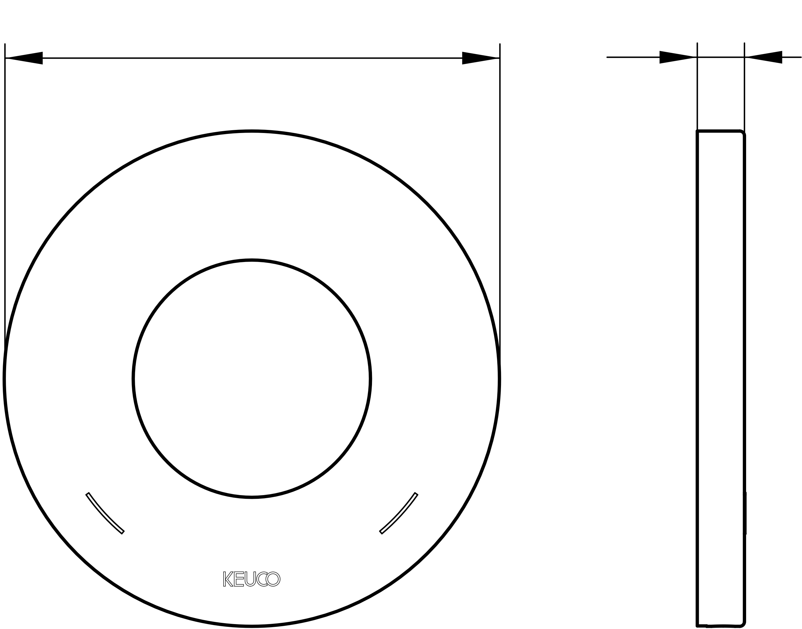 IXMO 59551070091 Wandrosette für Einhebelmischer, rund 105 mm Ø Edelstahl-finish