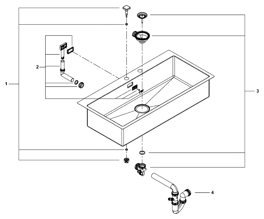 Grohe K800 Edelstahlspüle, Modell: K800 120-S 102,4⁄51 1.0, Montageart: aufliegend oder flächenbündig, Material: Edelstahl AISI 304 (V2A), Oberfläche: Satin Finish Grohe K800 Edelstahlspüle, Modell: K800 120-S 102,4⁄51 1.0, Montageart: aufliegend oder flächenbündig, Material: Edelstahl AISI 304 (V2A), Oberfläche: Satin Finish