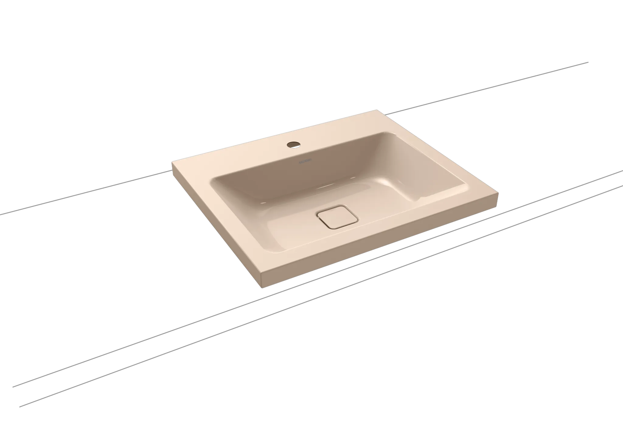 Aufsatzwaschtisch „Cono“ 60 × 50 cm, ohne Überlauf, mittig, mit Hahnlochbohrung in bahamabeige mit Perl-Effekt