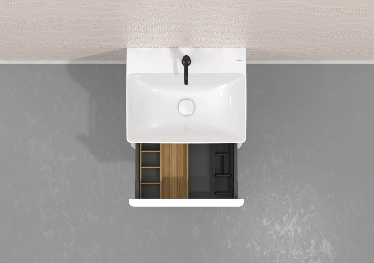 Hansgrohe IntraStoris Schubkasteninnenteilung Set 340, Massivholz, Lack matt, für Xelu Waschtischunterschränke, 1 Schubkasten Hansgrohe IntraStoris Schubkasteninnenteilung Set 340, Massivholz, Lack matt, für Xelu Waschtischunterschränke, 1 Schubkasten