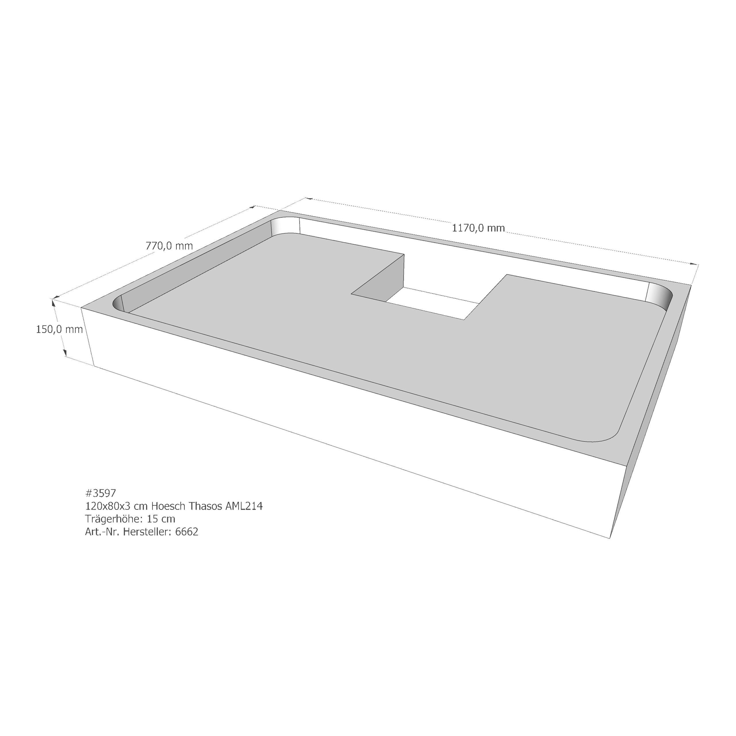 Duschwannenträger für Hoesch Thasos 120 × 80 × 3 cm