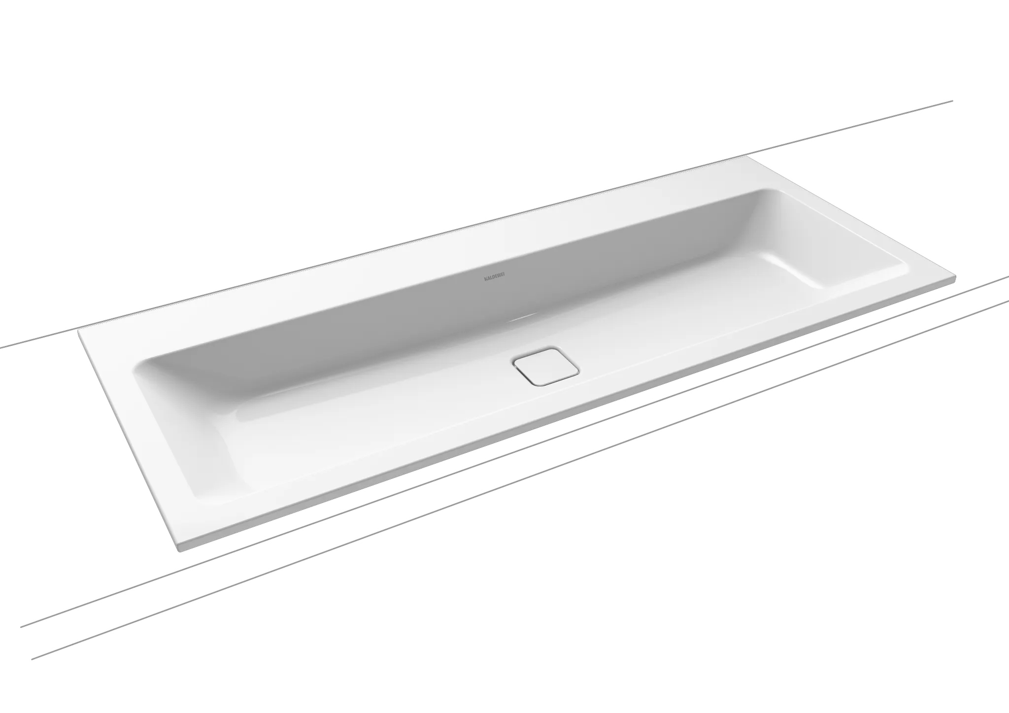 Doppelwaschtisch „Cono“ 120 × 50 cm, ohne Überlauf, mittig, mit Hahnlochbohrung in cool grey 90 mit Perl-Effekt
