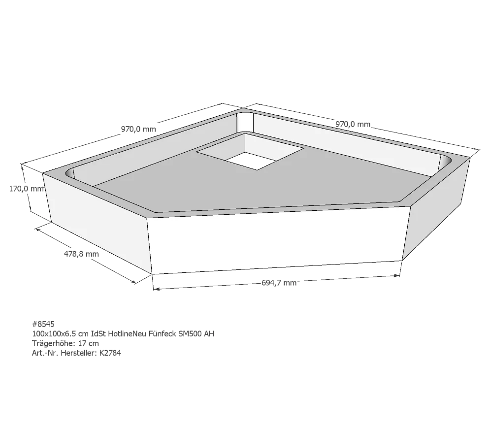 Duschwannenträger für Ideal Standard HotlineNeu 100 × 100 × 6,5 cm Duschwannenträger für Ideal Standard HotlineNeu 100 × 100 × 6,5 cm