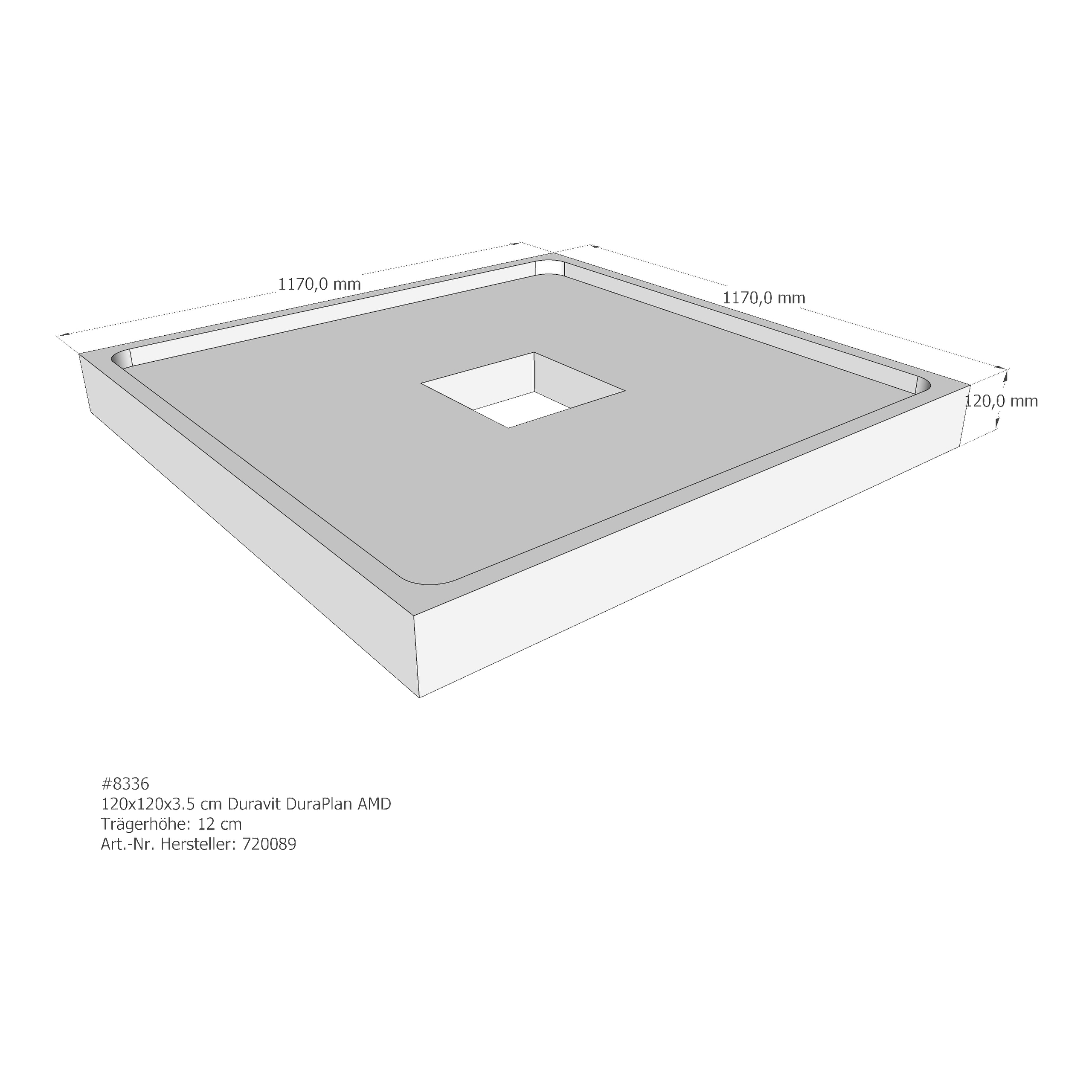 Duschwannenträger Duravit DuraPlan 120x120x3,5 cm quadratisch AMD