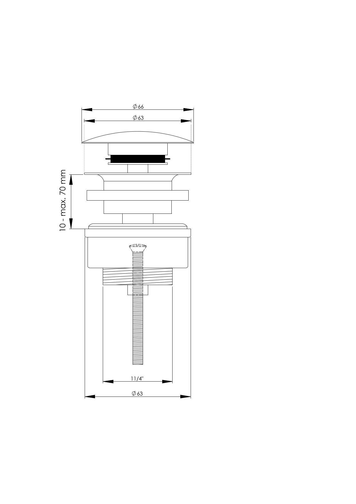 AS Design-Universalventil MS matt weiß 1 1/4″ mit Überlaufschlitzen