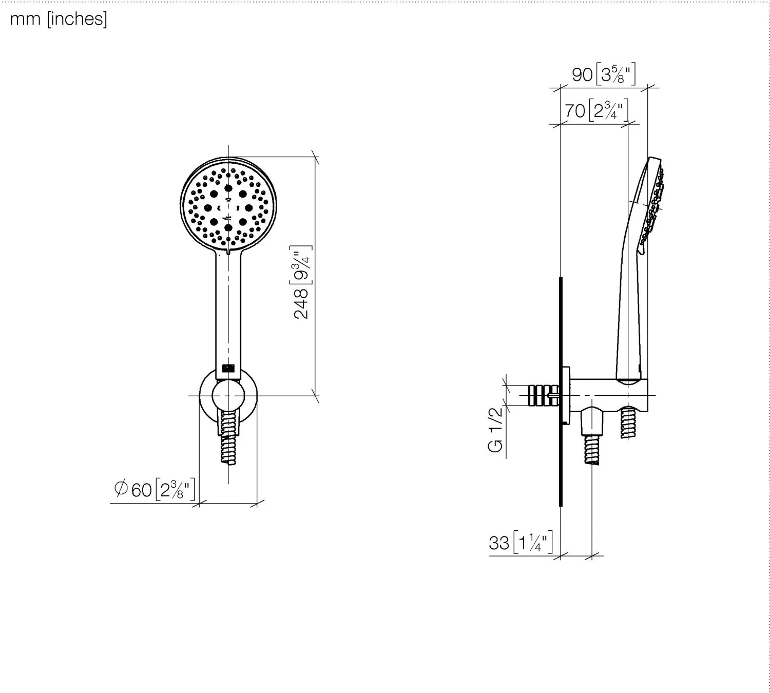Dornbracht Schlauchbrausegarnitur SERIENSPEZIFISCH Chrom, Brausekopf Ø 100 mm, dreifach/fünffach verstellbar, Metallschlauch 1250 mm mit Verdrehschutz Dornbracht Schlauchbrausegarnitur SERIENSPEZIFISCH Chrom, Brausekopf Ø 100 mm, dreifach/fünffach verstellbar, Metallschlauch 1250 mm mit Verdrehschutz