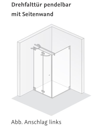 HSK Drehfalttür pendelbar mit Seitenwand „K2“ in Glas Klar hell