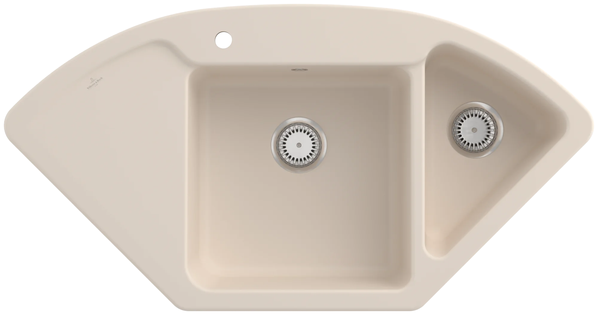Villeroy & Boch Subway Style Eck Spüle, Ivory CeramicPlus, 1115x580 mm, Höhe 200 mm, Handbetätigung, Eckmontage Villeroy & Boch Subway Style Eck Spüle, Ivory CeramicPlus, 1115x580 mm, Höhe 200 mm, Handbetätigung, Eckmontage