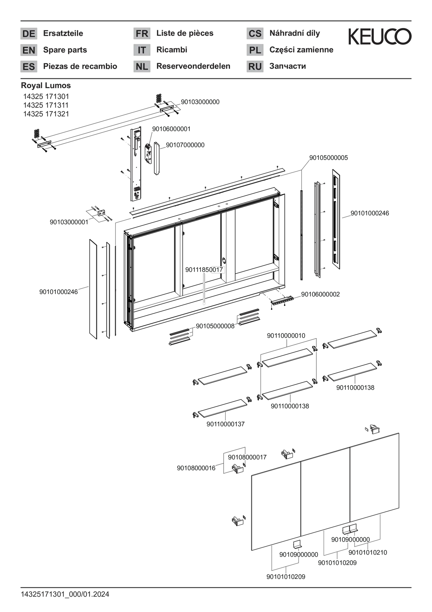 KEUCO Wandvorbau Spiegelschrank mit offenem Ablagefach „Royal Lumos“ in Silber (eloxiert), Aufputz, mit Steckdosen, ohne Spiegelheizung 1200 × 735 × 130 mm