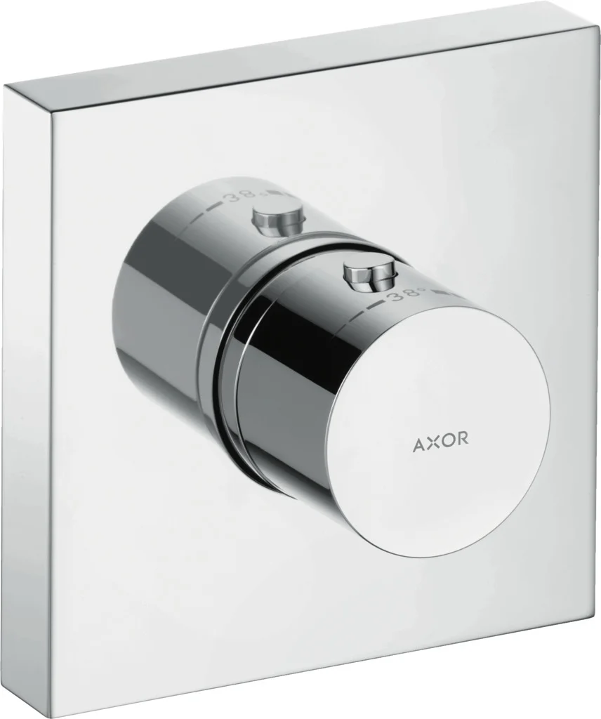 Hansgrohe AXOR ShowerSolutions Thermostatmischer Unterputz eckig Chrom - 1 Verbraucher, Thermostatkartusche, max. Durchflussmenge 34 l/min bei 1 bar, 59 l/min bei 3 bar, min. Betriebsdruck 1,5 bar, max. Betriebsdruck 10 bar, Sicherheitssperre bei 40°C, e