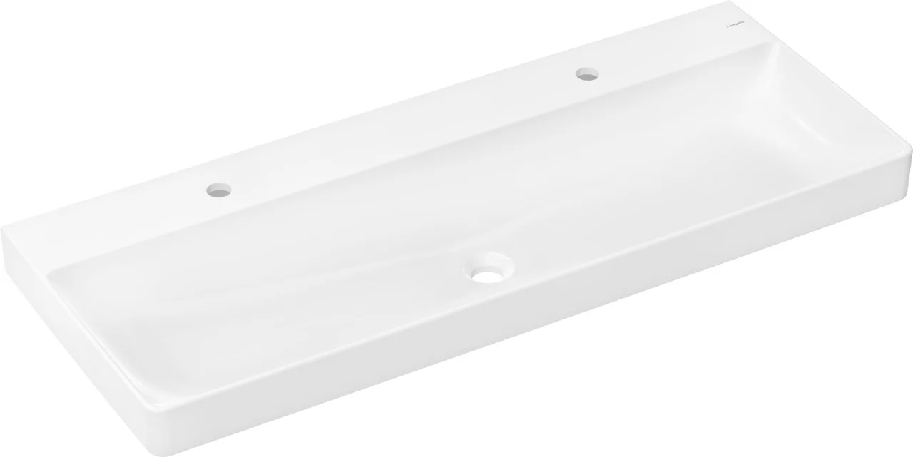 Hansgrohe Xelu Q Waschtisch, weiß, 1200x480 mm, wandhängend, mit 2 Hahnlöchern, ohne Überlauf