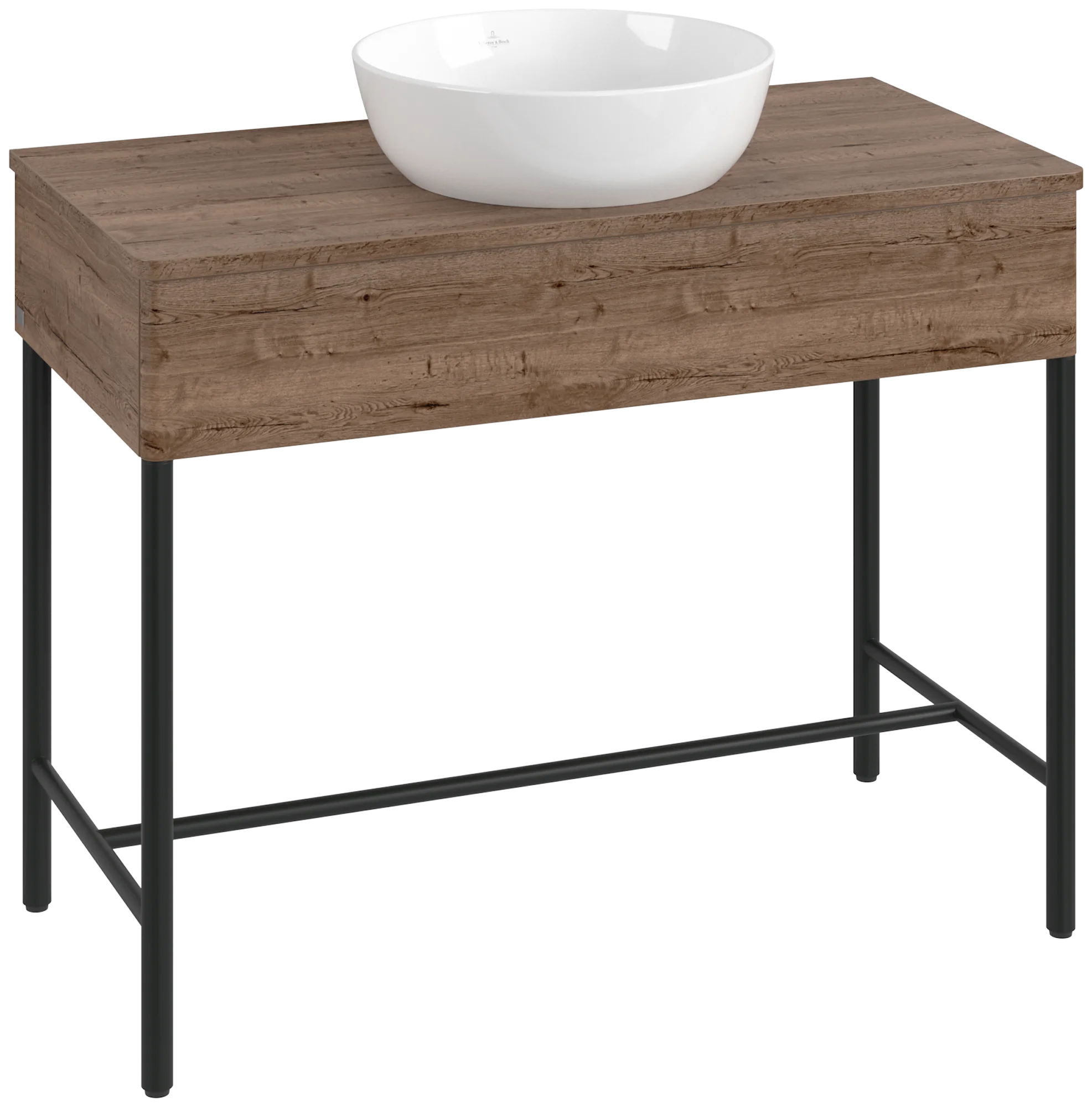 Villeroy & Boch Waschbeckenunterschrank Artis L61011, Eckig, Tobacco Oak, 1.000 x 782 x 500 mm, mit Beleuchtung und Push-to-open Funktion