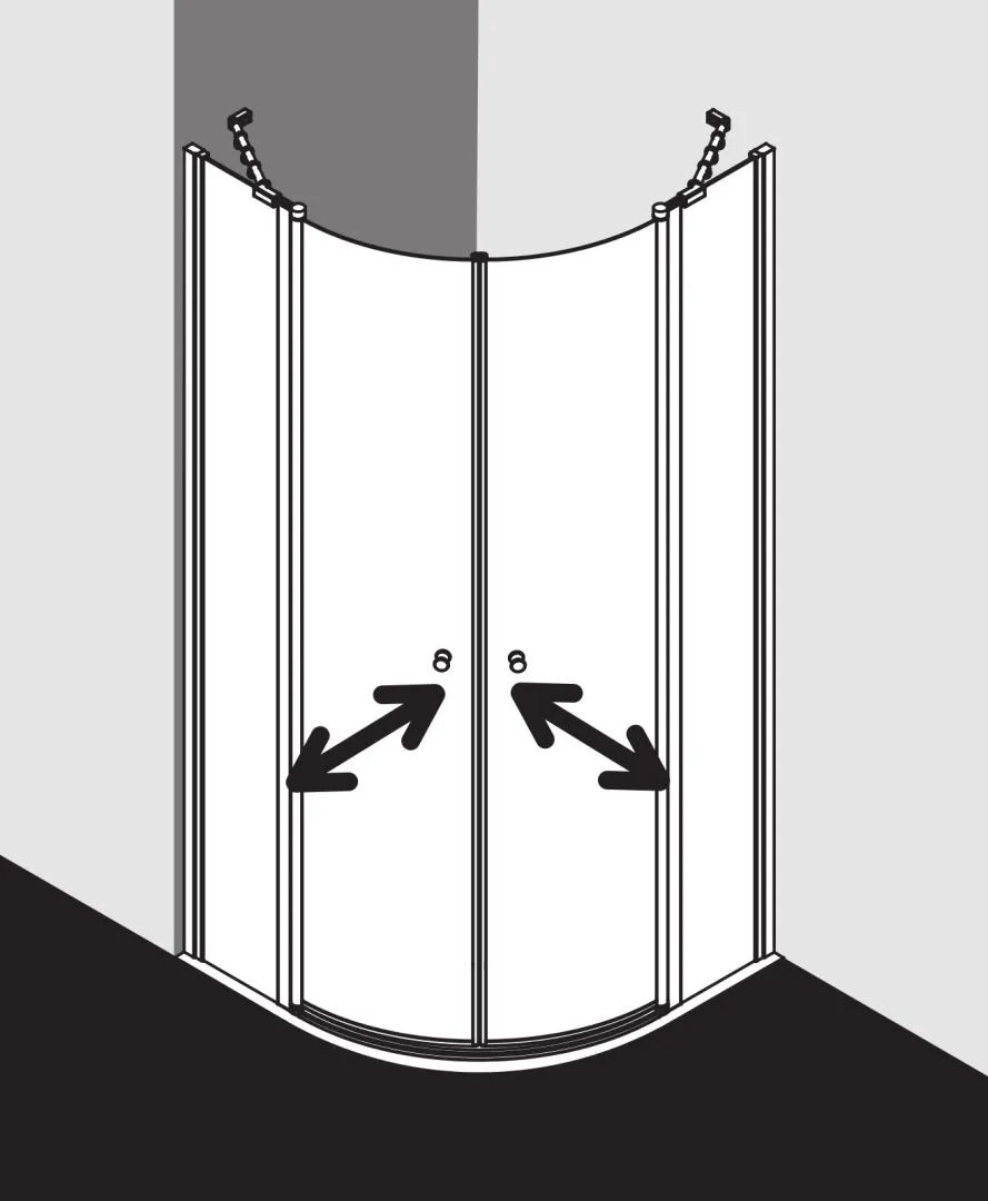 Kermi Duschdesign IBIZA 2000 Viertelkreis-Duschkabine (Pendeltüren mit Festfeldern) Kermi Duschdesign IBIZA 2000 Viertelkreis-Duschkabine (Pendeltüren mit Festfeldern)
