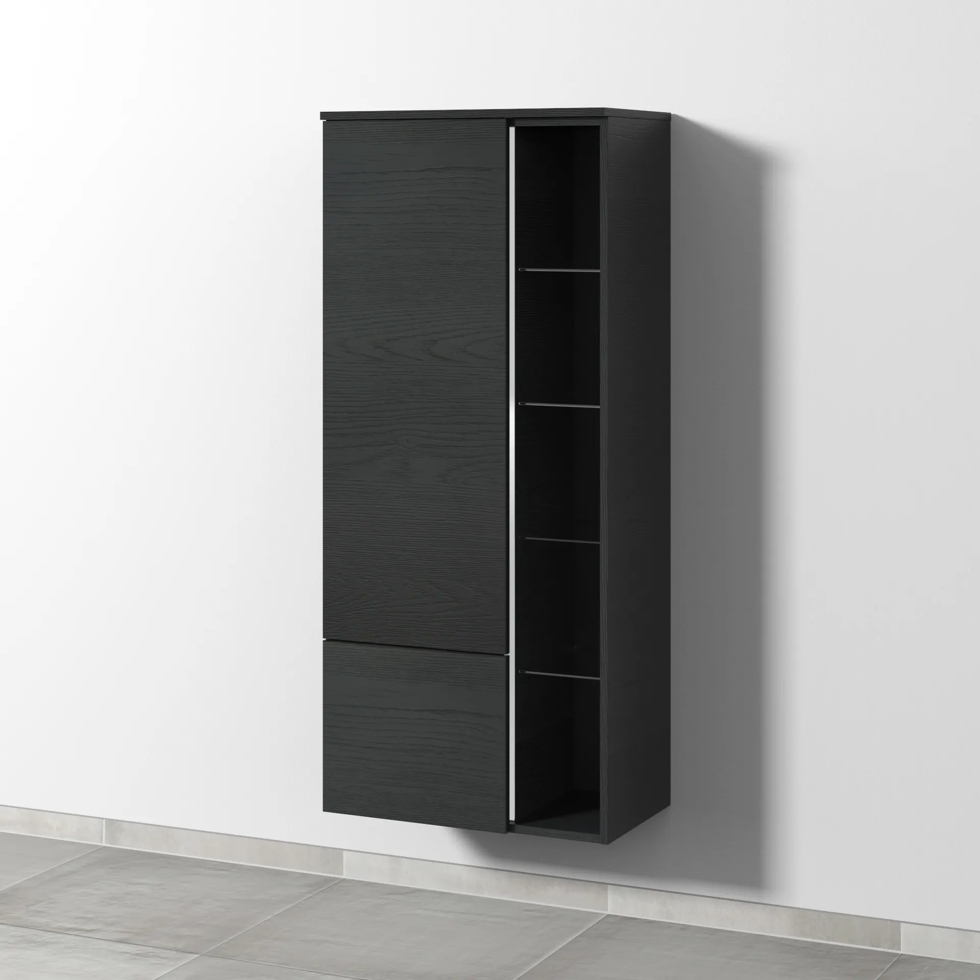 Sanipa Stauraumschrank „3way“ 600 × 1360 × 345 mm Anschlag links, in Black Oak, Anschlag links