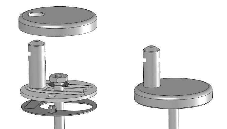 AqvaCeramica WC-Sitz Befestigung zu Art. 031994100 mit Quetschbefestigung, Rosette/edelstahl ⌀ 57 mm