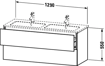 Duravit Waschtischunterschrank wandhängend „L-Cube“ 129 × 55 × 48,1 cm Basalt Matt