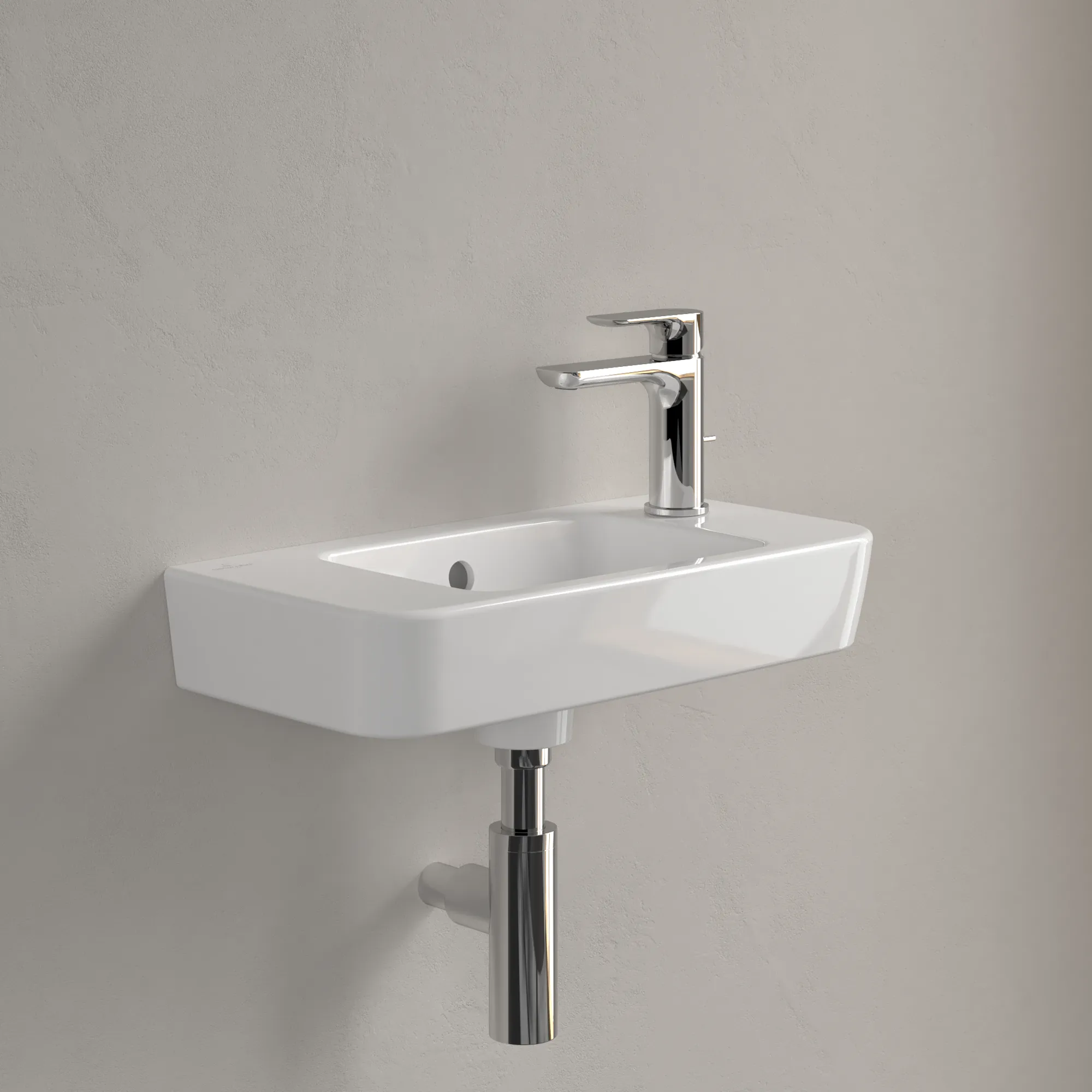 Villeroy & Boch Handwaschbecken „O.novo“ Compact 500 × 250 × 145 mm, für Becken mittig, mit Hahnlochbohrung, Hahnlochposition rechts in Weiß Alpin Villeroy & Boch Handwaschbecken „O.novo“ Compact 500 × 250 × 145 mm, für Becken mittig, mit Hahnlochbohrung, Hahnlochposition rechts in Weiß Alpin