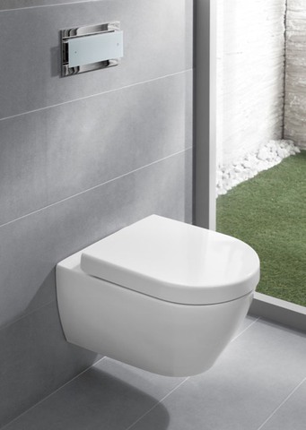 Wand-Tiefspül-WC DirectFlush „Subway 2.0“ 37 × 36,5 × 56 cm, mit CeramicPlus, ohne Spülrand, Abgang waagerecht, Villeroy & Boch WC-Sitz „Subway 2.0“ inkl. Deckel 35,9 × 45,9 × 6 cm ,, Quick Release, Soft Closing