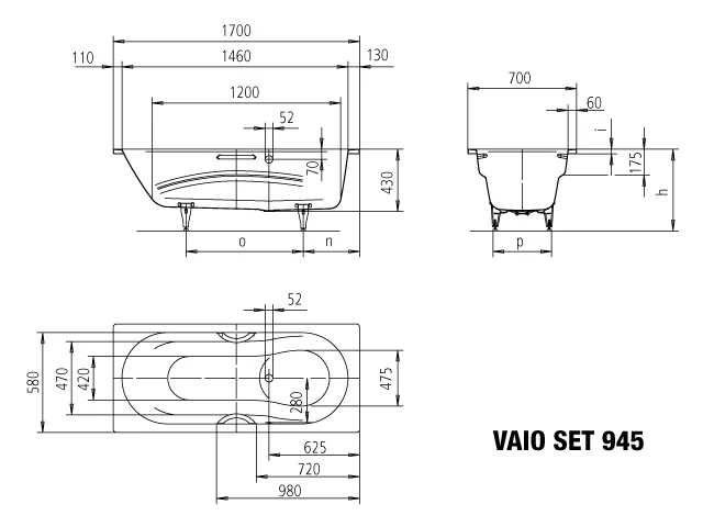 Kaldewei VAIO SET STAR Badewanne, 1700x700 mm, bahamabeige, Vollantislip-Emaillierung Kaldewei VAIO SET STAR Badewanne, 1700x700 mm, bahamabeige, Vollantislip-Emaillierung