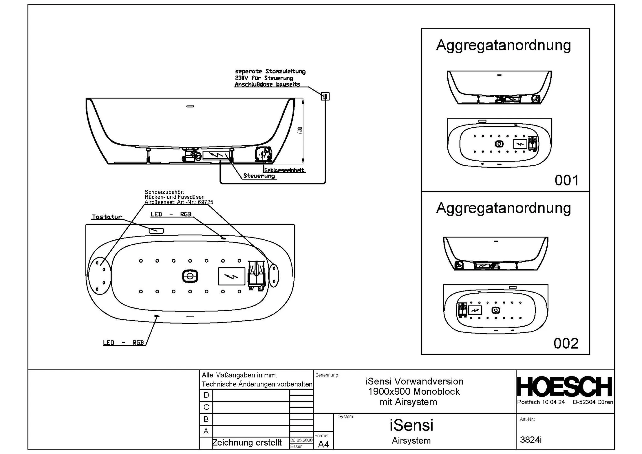 Hoesch WP iSensi Vorwand 1900x900 Whirlbad Hoesch WP iSensi Vorwand 1900x900 Whirlbad