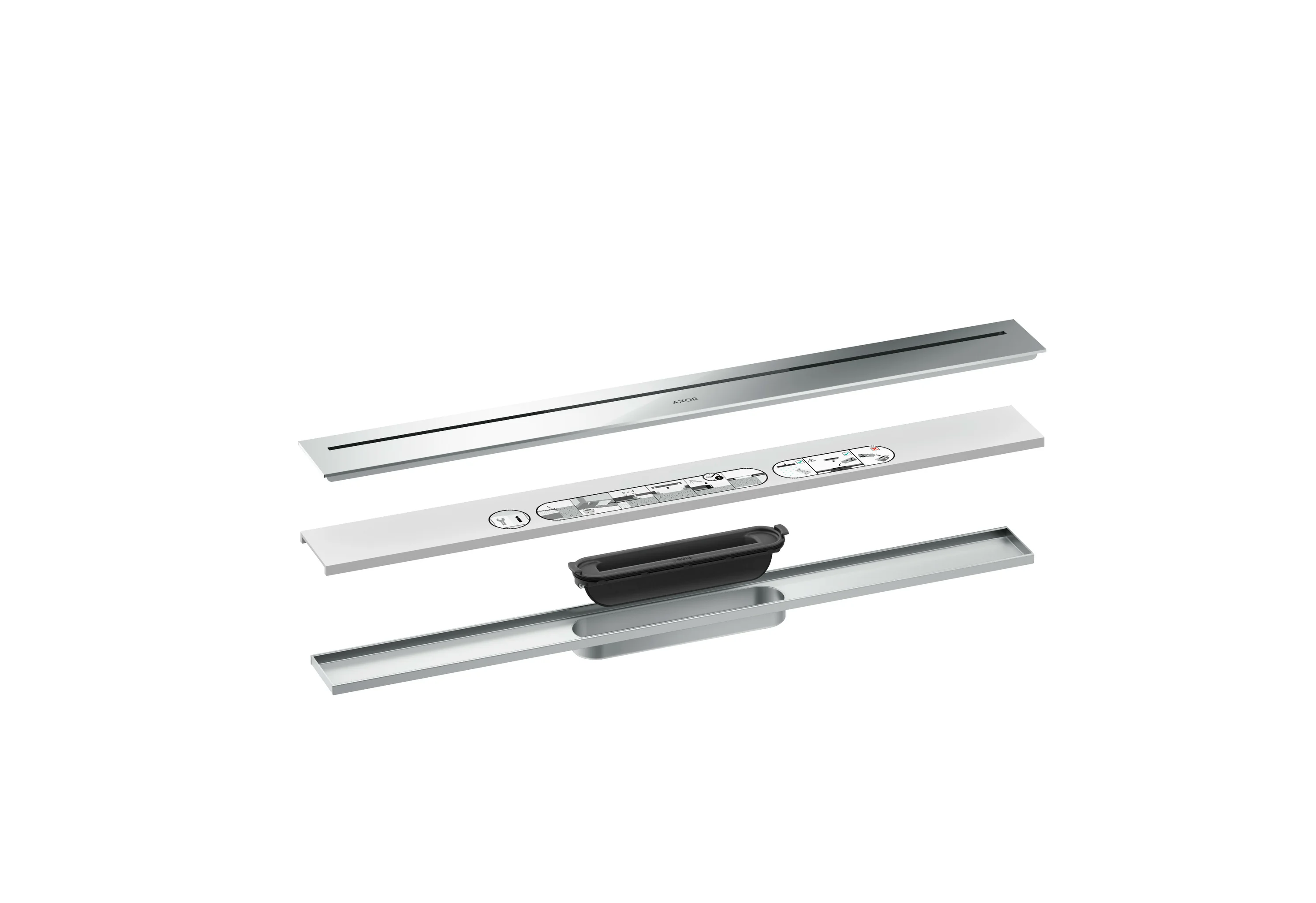 Hansgrohe AXOR Drain Fertigset Duschrinne, 700 mm, Chrom, höhenverstellbar bis 18 mm Fliesenstärke, wasserloses Siphonsystem Hansgrohe AXOR Drain Fertigset Duschrinne, 700 mm, Chrom, höhenverstellbar bis 18 mm Fliesenstärke, wasserloses Siphonsystem