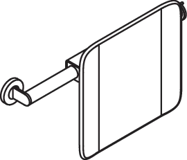 Rückenstütze, System 900, Anbindung Edst. PVD., Lehne Kst., schwarz, Achsmaß verstellbar 564-664 mm, T: 150 mm, einseitig Wandmontage mit Rosetten (rechts), einseitig Montage an SK-Griffen, Design (A) (links), in Farbe CK (messing glänzend)