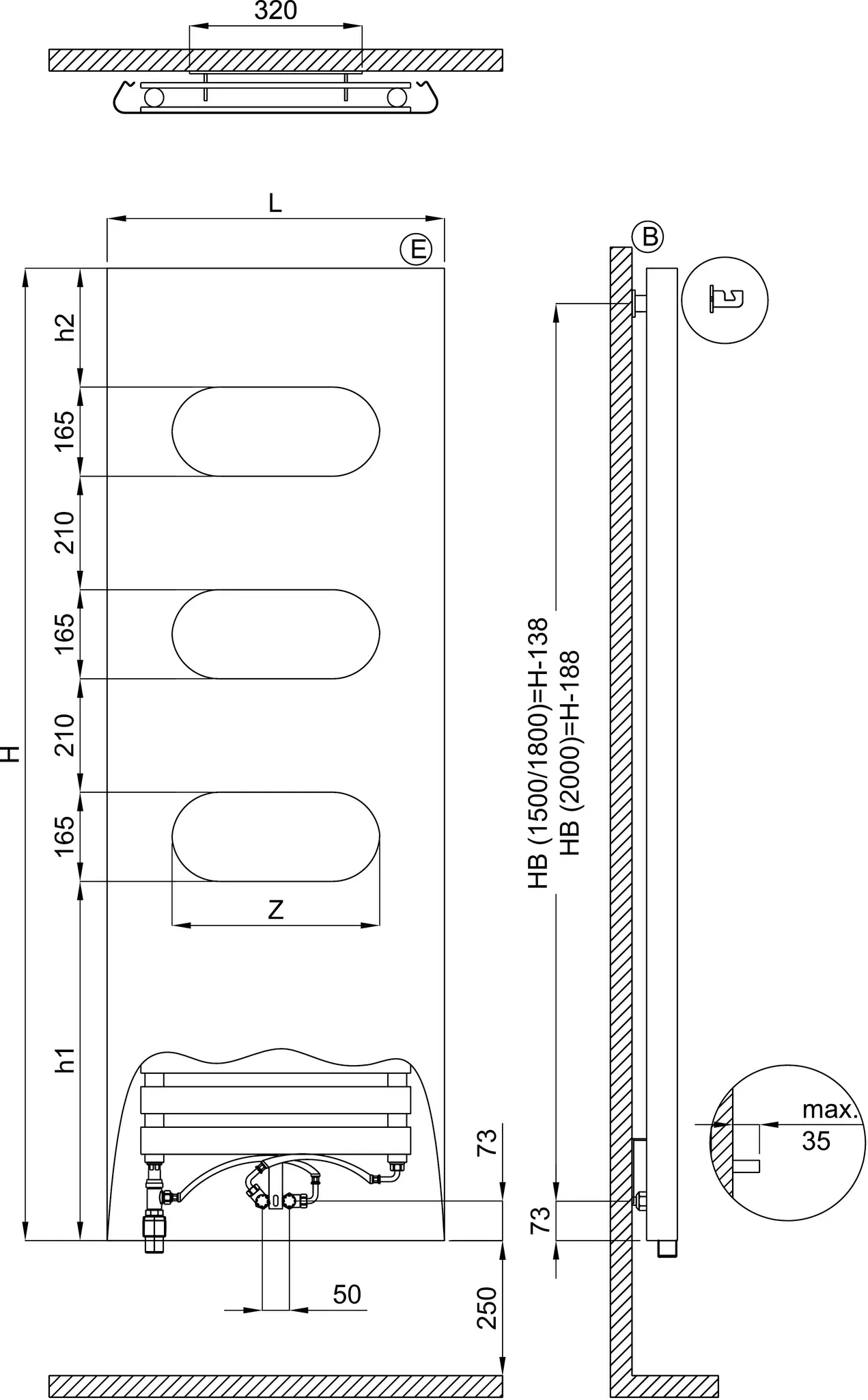 BEMM Design-Elektroheizkörper „Plawa Spa Soft E“ 50 × 150 cm in Weiß (RAL 9016)