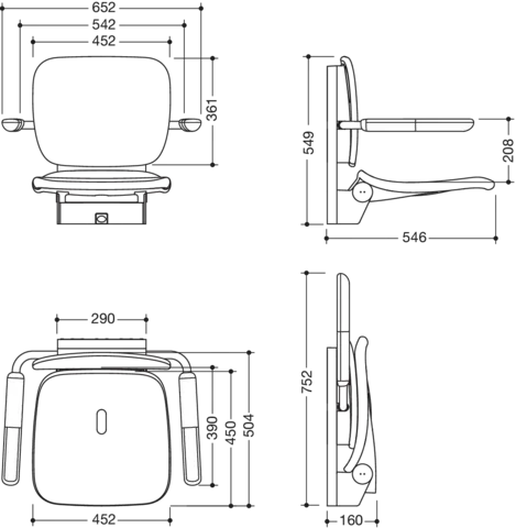 Klappsitz „Serie 802 LifeSystem“ in Anthrazit glänzend / Anthrazit matt Klappsitz „Serie 802 LifeSystem“ in Anthrazit glänzend / Anthrazit matt