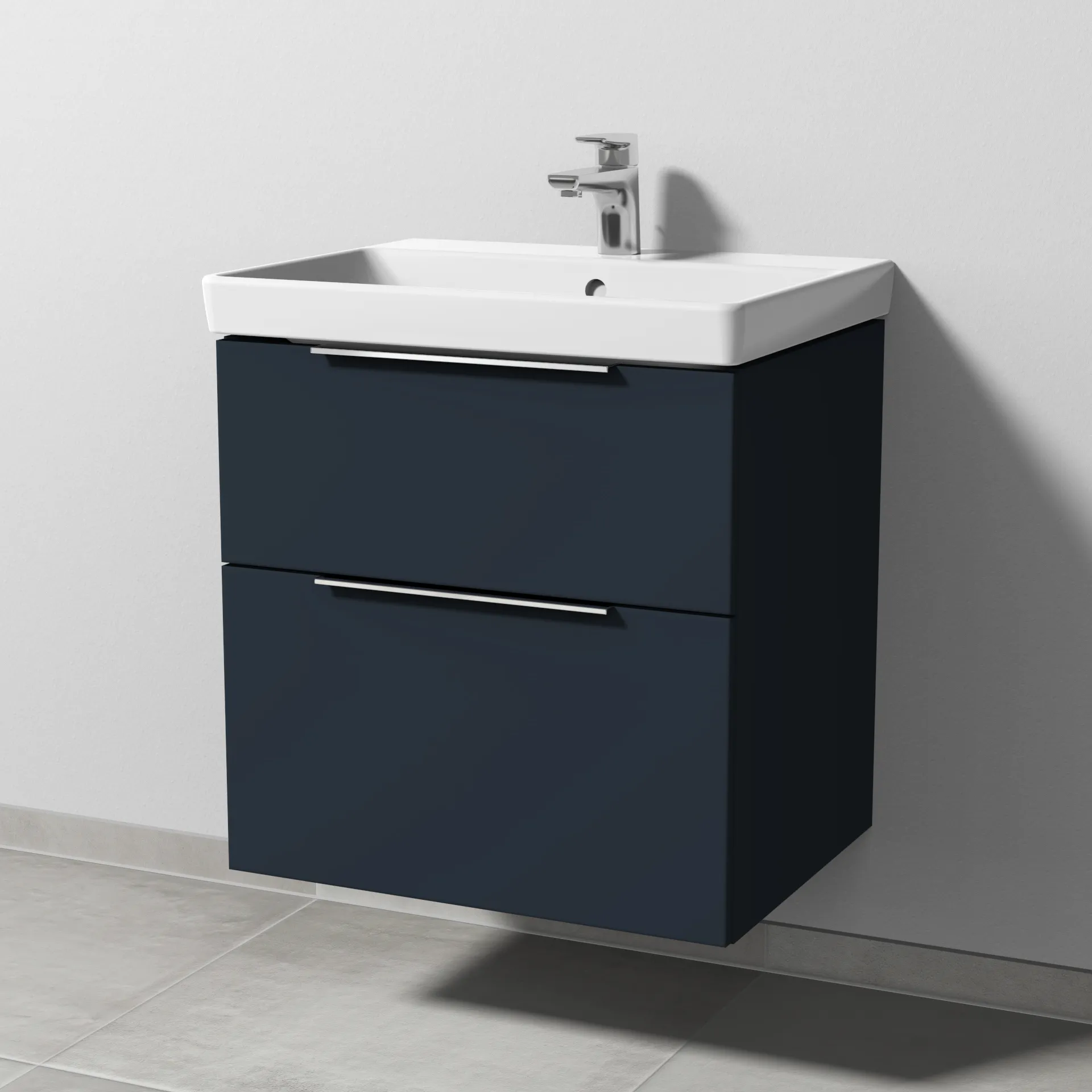 Sanipa Waschtischunterschrank „3way“ passend zu Keramik-Waschtische Avento von Villeroy & Boch 580 × 580 × 452 mm in Marine (matt)