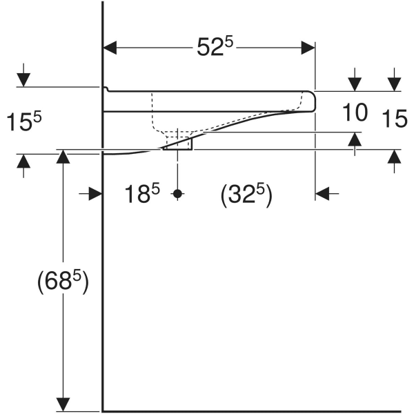Wandwaschtisch „Renova Comfort Square“, rechteckig 55 × 52,5 cm in weiß alpin Wandwaschtisch „Renova Comfort Square“, rechteckig 55 × 52,5 cm in weiß alpin