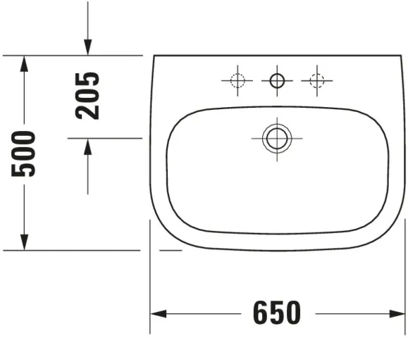 Wandwaschtisch „D-Code“, mit Überlauf 65 × 50 cm Wandwaschtisch „D-Code“, mit Überlauf 65 × 50 cm