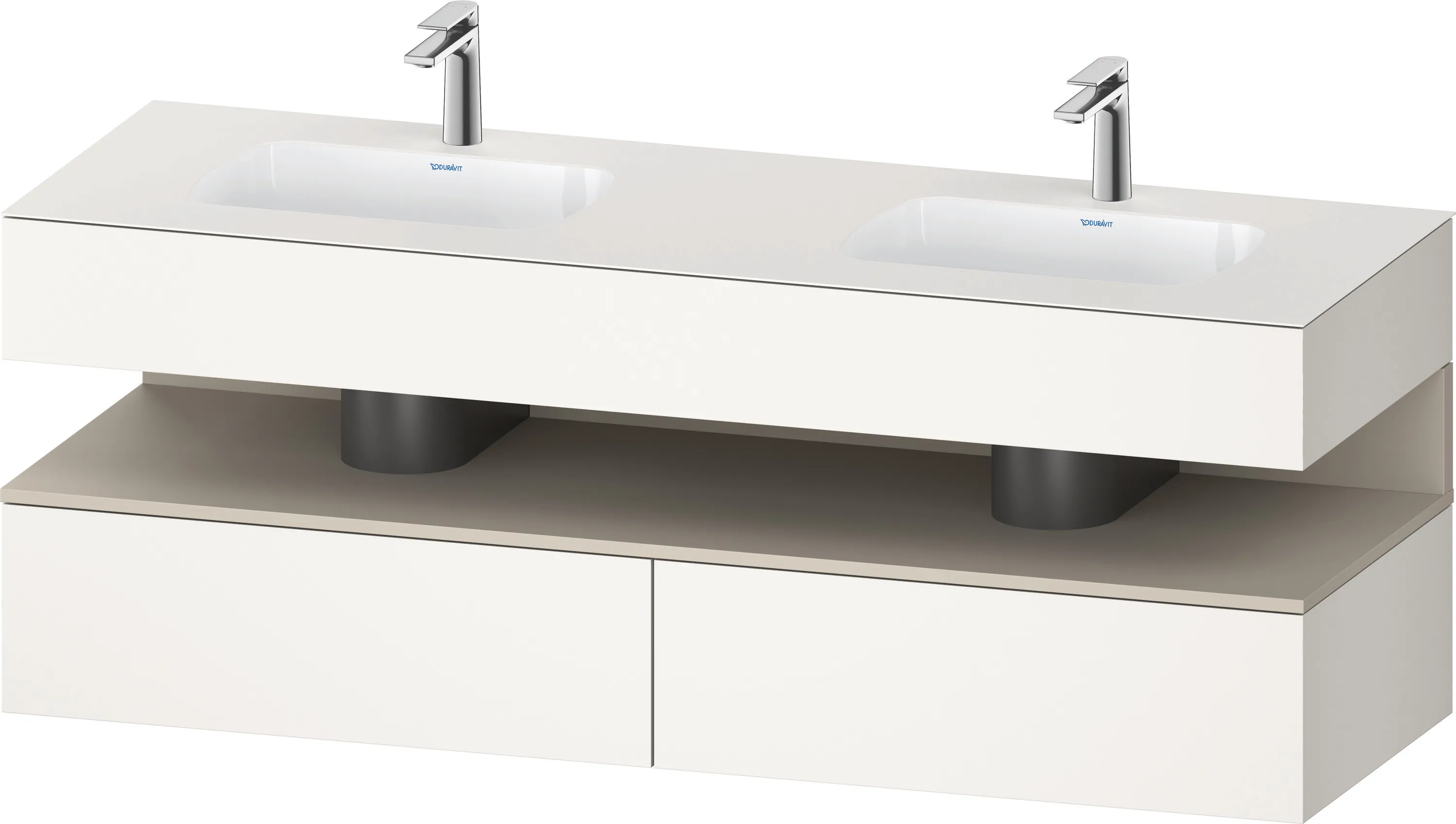 Einbauwaschtisch mit Konsolenwaschtischunterbau „Qatego“ 160 × 55 × 60 cm, ohne Beleuchtung
