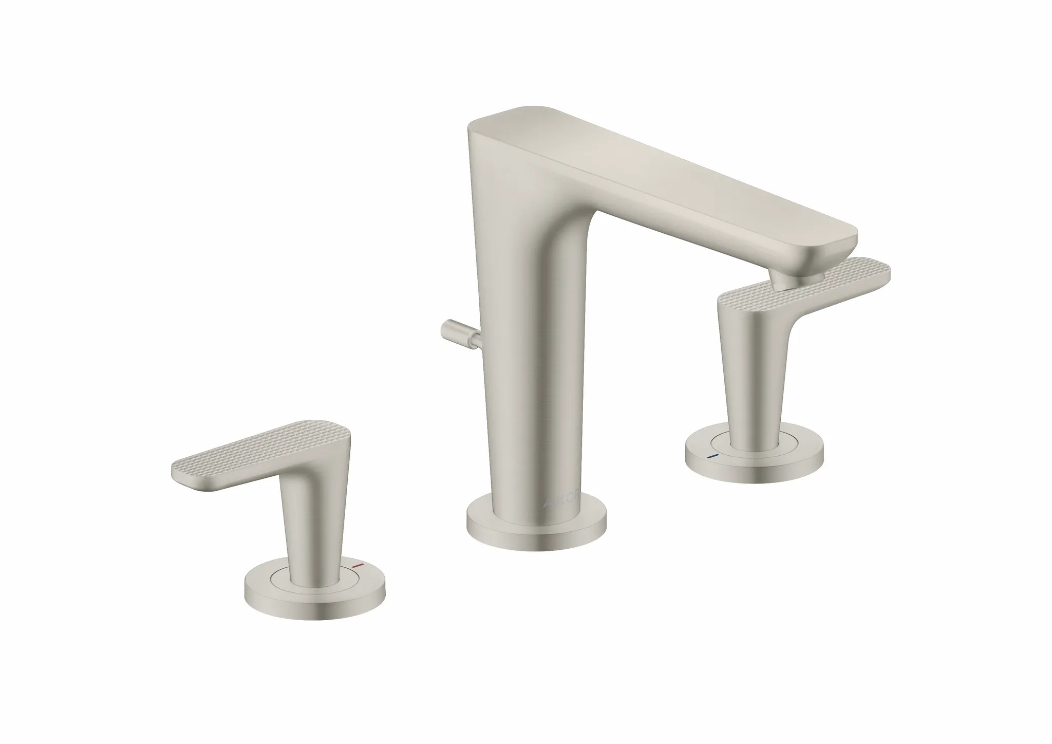 Hansgrohe AXOR Citterio C 3-Loch Waschtischarmatur mit Zugstangen-Ablaufgarnitur - Cubic cut, Edelstahl Optic Hansgrohe AXOR Citterio C 3-Loch Waschtischarmatur mit Zugstangen-Ablaufgarnitur - Cubic cut, Edelstahl Optic