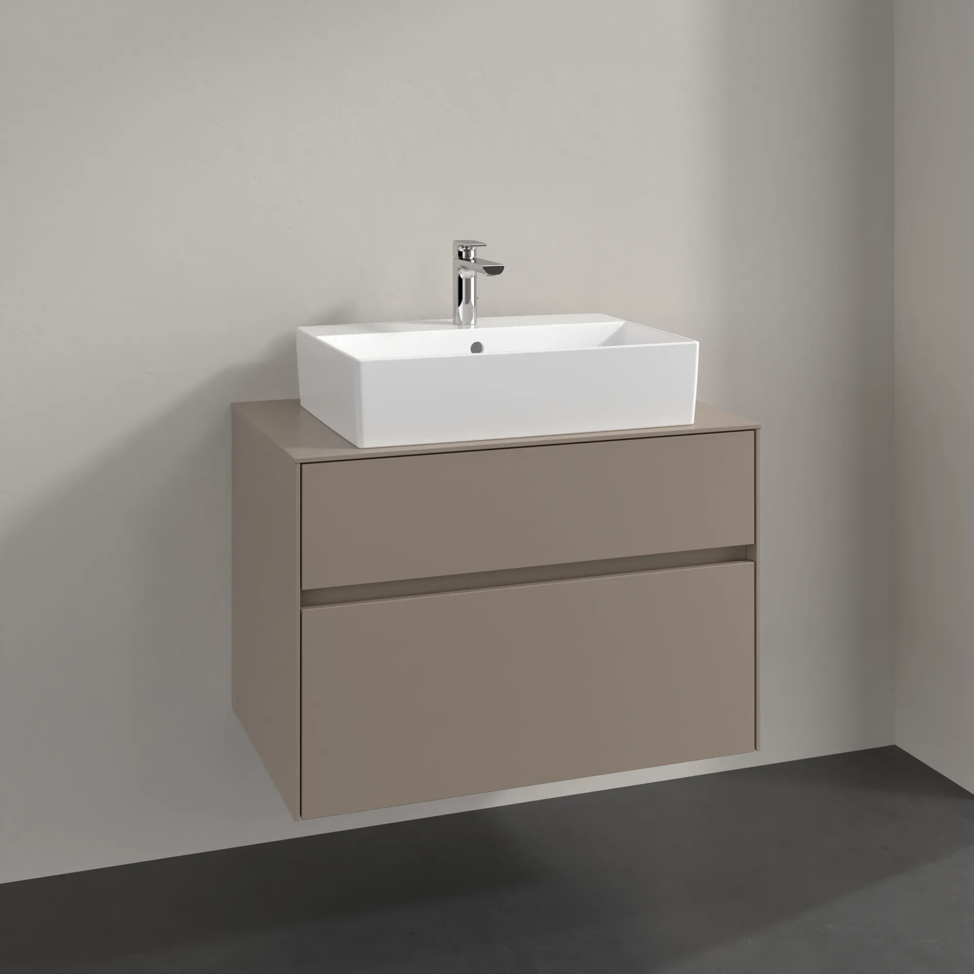 Villeroy & Boch Waschtischunterschrank „Collaro“ 800 × 548 × 500 mm Taupe, ohne Beleuchtung, für Becken mittig