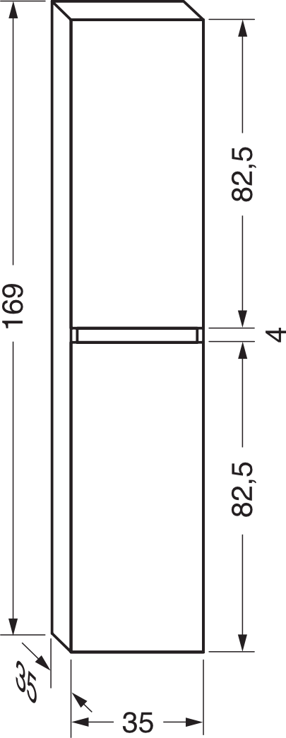 repaBAD Hochschrank „Cube“ 350 × 1690 × 350 mm in Weiß Glanz