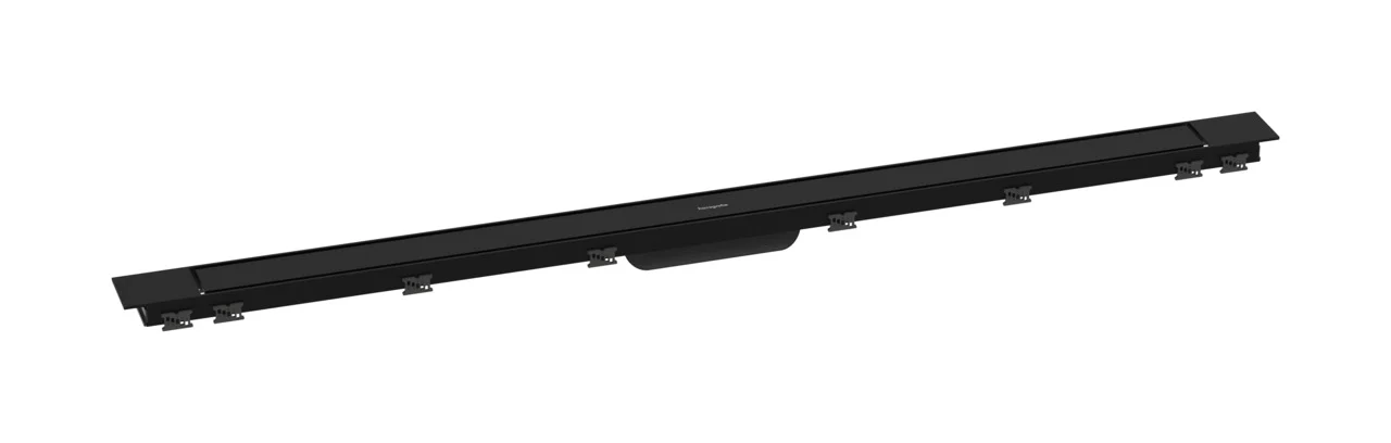 Hansgrohe RainDrain Match Plus Duschrinne Fertigset 1200 mm, höhenverstellbarer Rahmen, Mattschwarz
