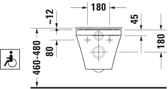 Wand-Tiefspül-WC „DuraStyle“ 37 × 36 × 70 cm, Befestigung verdeckt, ohne Spülrand