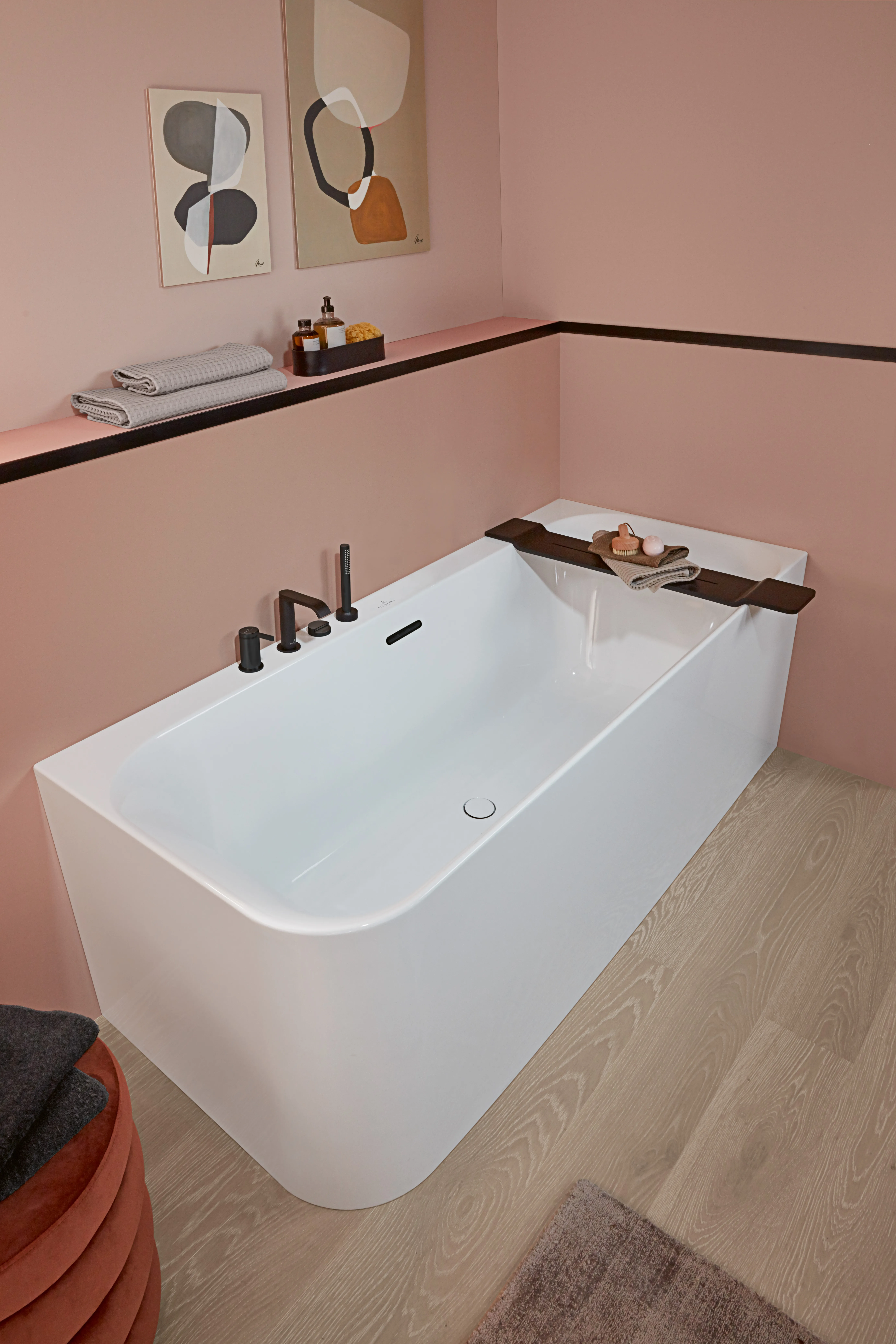 Villeroy & Boch Badewanne mit eckiger Innenform „Loop & Friends“ vorwand rechteck 180 × 80 cm, rechts in Weiß Alpin