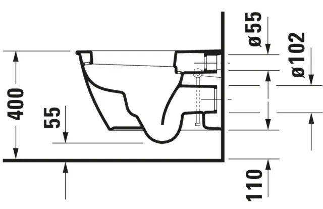 Wand-Tiefspül-WC „Darling New“ 36,5 × 34,5 × 54 cm, Befestigung verdeckt, mit Spülrand